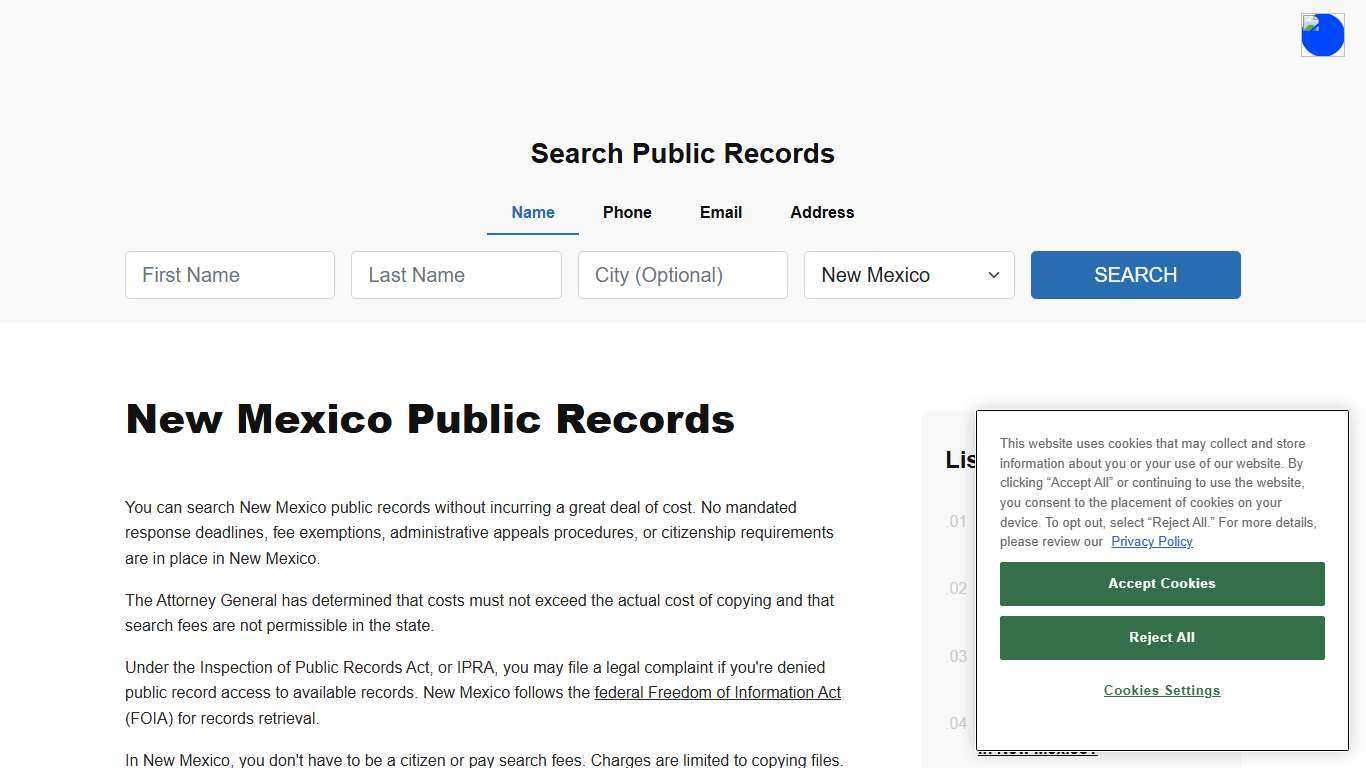 New Mexico Public Records Online - ThePublicIndex